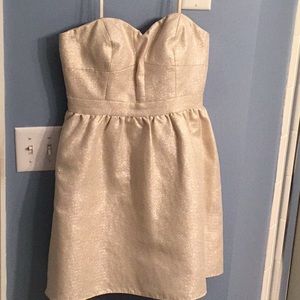 Aiden Mattox gold strapless cocktail dress